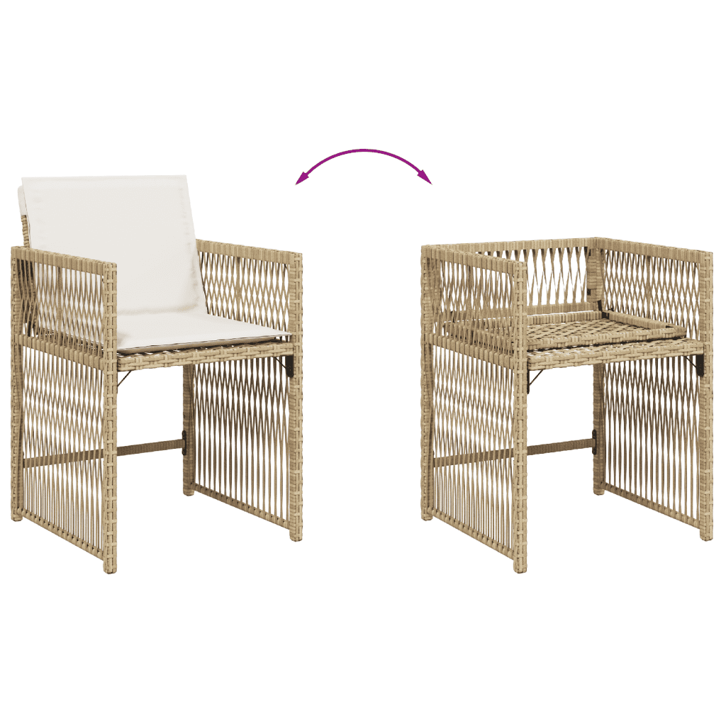 Set da pranzo da giardino 7 pz beige in rattan PE con cuscini
