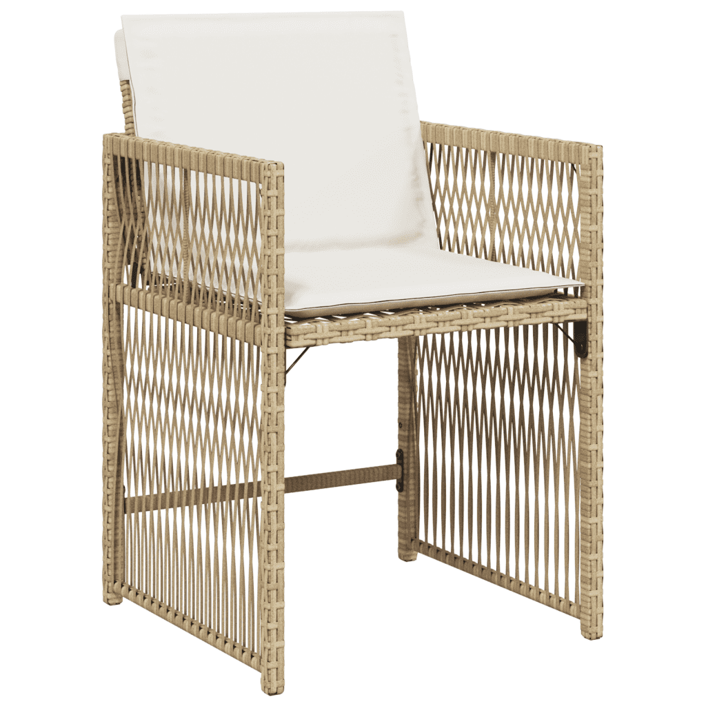 Set da pranzo da giardino 7 pz beige in rattan PE con cuscini