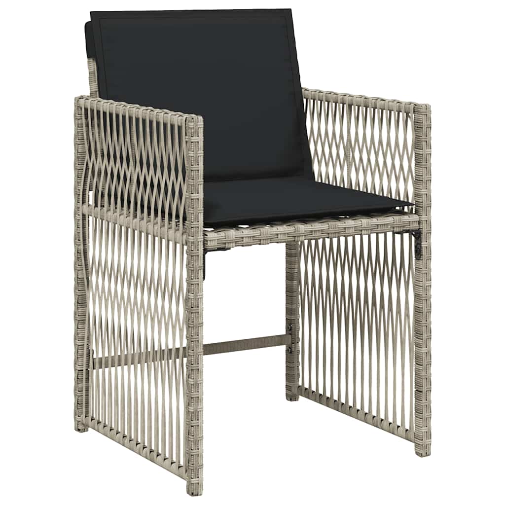 Set da pranzo da giardino 7 pz in polyrattan grigio chiaro