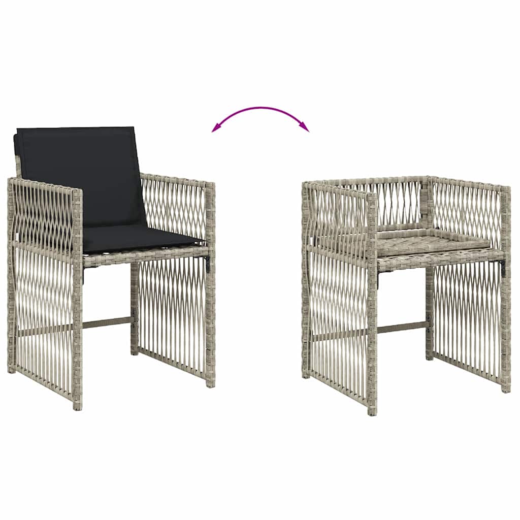Set da pranzo da giardino 7 pz in polyrattan grigio chiaro