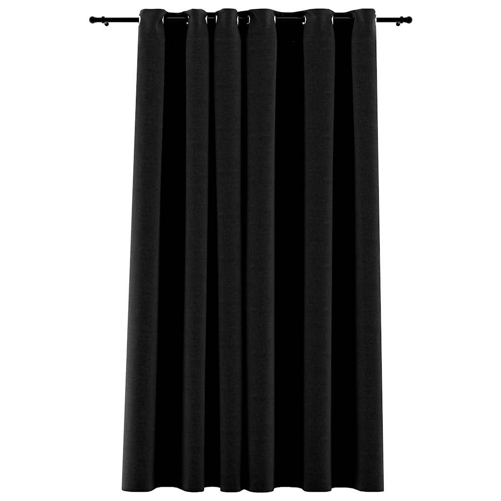 Tende Oscuranti Effetto Lino Occhielli Antracite 290x245cm