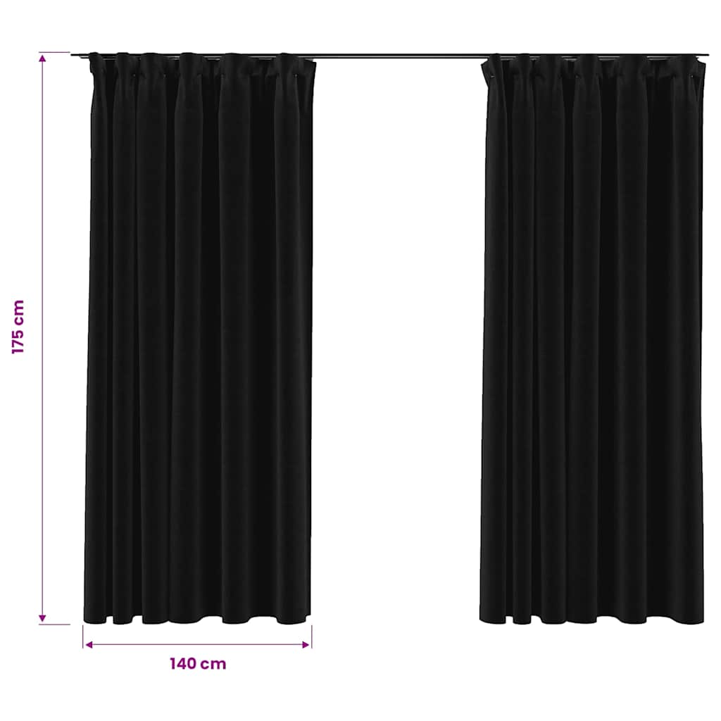 Tende Oscuranti con Ganci Effetto Lino 2 pz Antracite 140x175cm