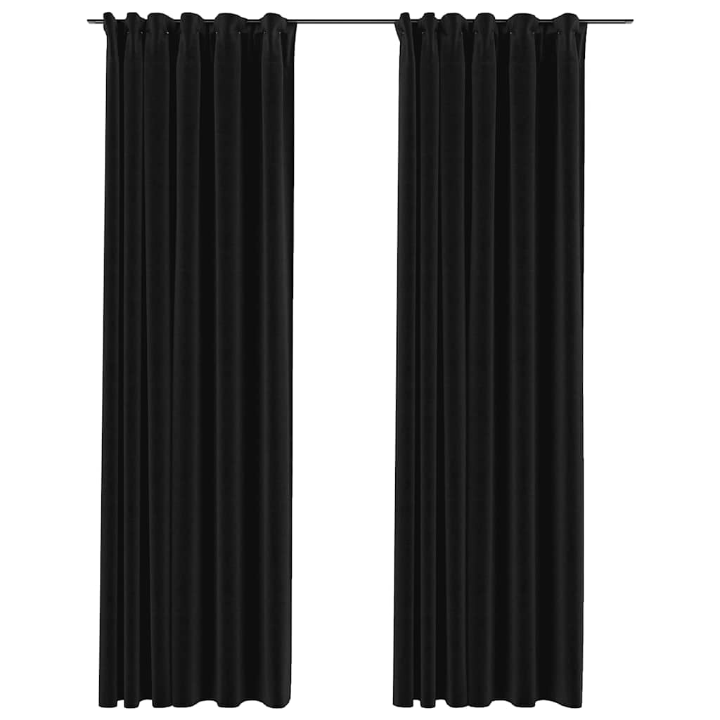 Tende Oscuranti con Ganci Effetto Lino 2 pz Antracite 140x225cm