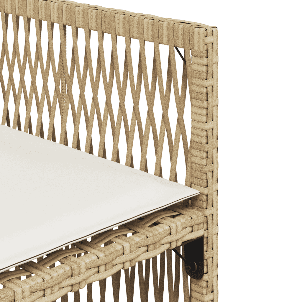Set pranzo da giardino 9 pz in polyrattan beige con cuscini