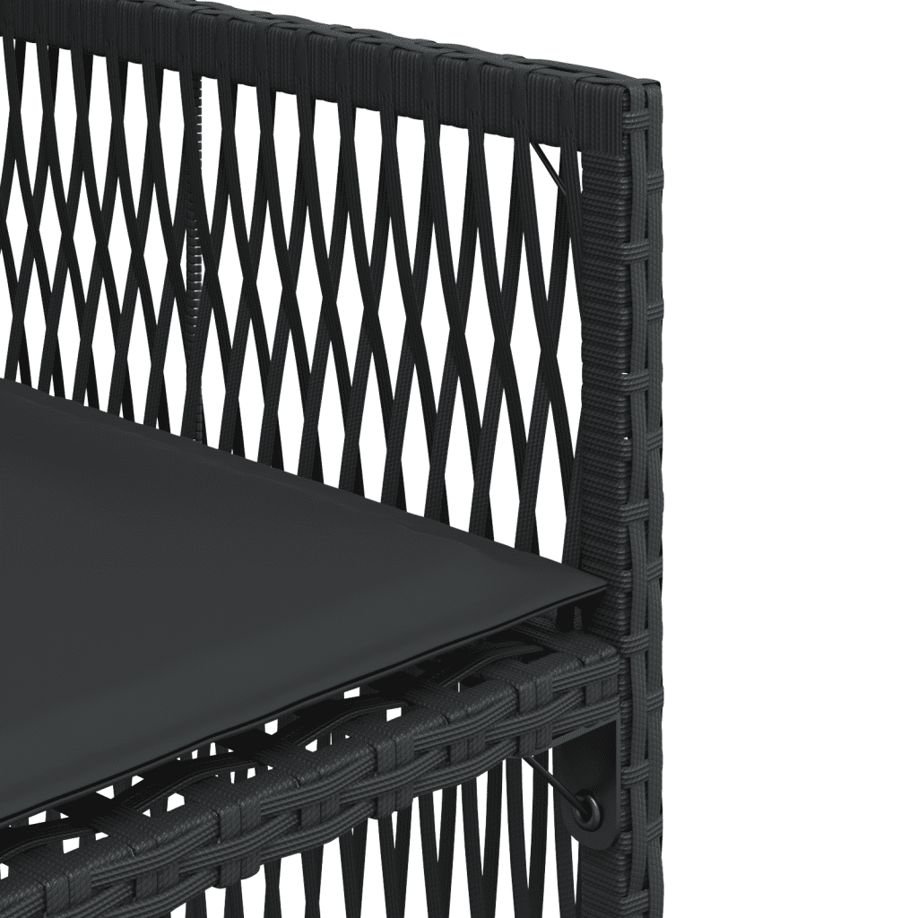 Set Pranzo Giardino Nero Polyrattan con Tavolo in Vetro