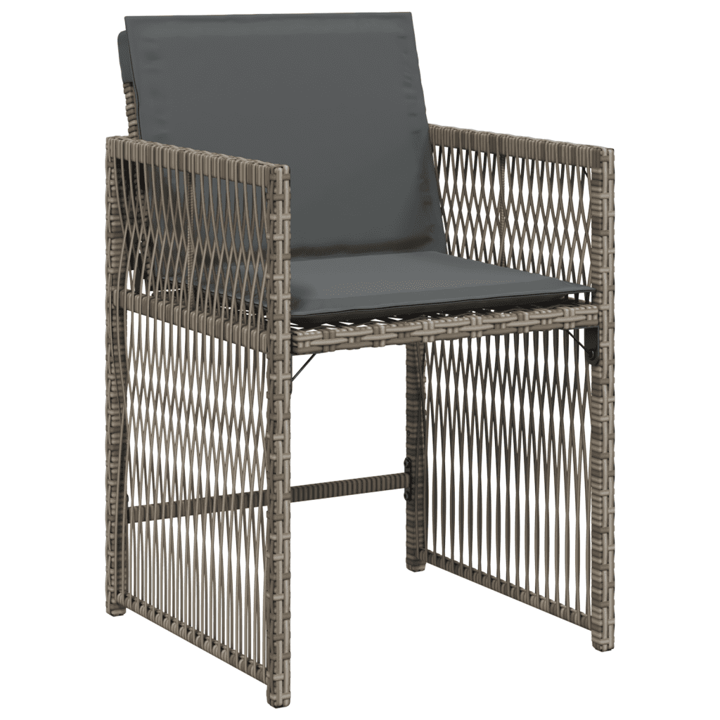 Set da pranzo 9 pz in polyrattan grigio con cuscini sfoderabili