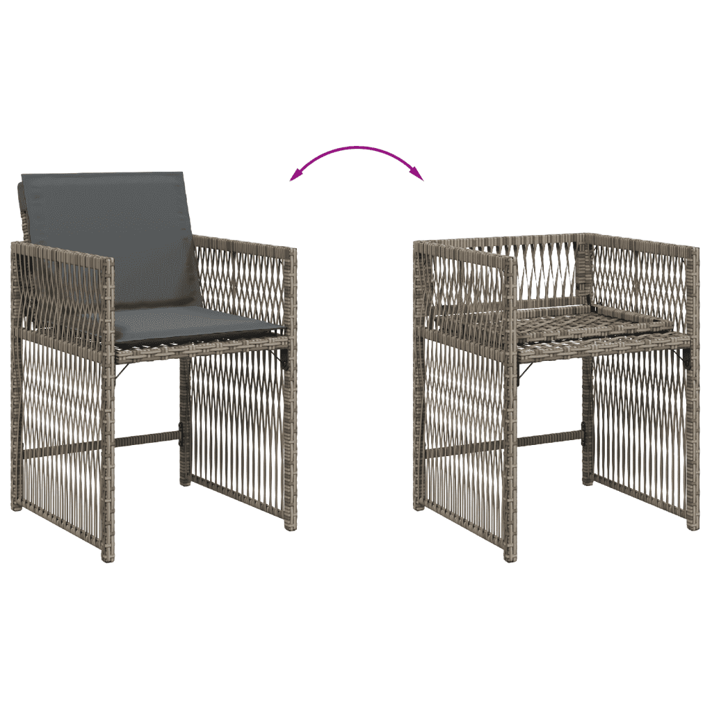 Set da pranzo 9 pz in polyrattan grigio con cuscini sfoderabili
