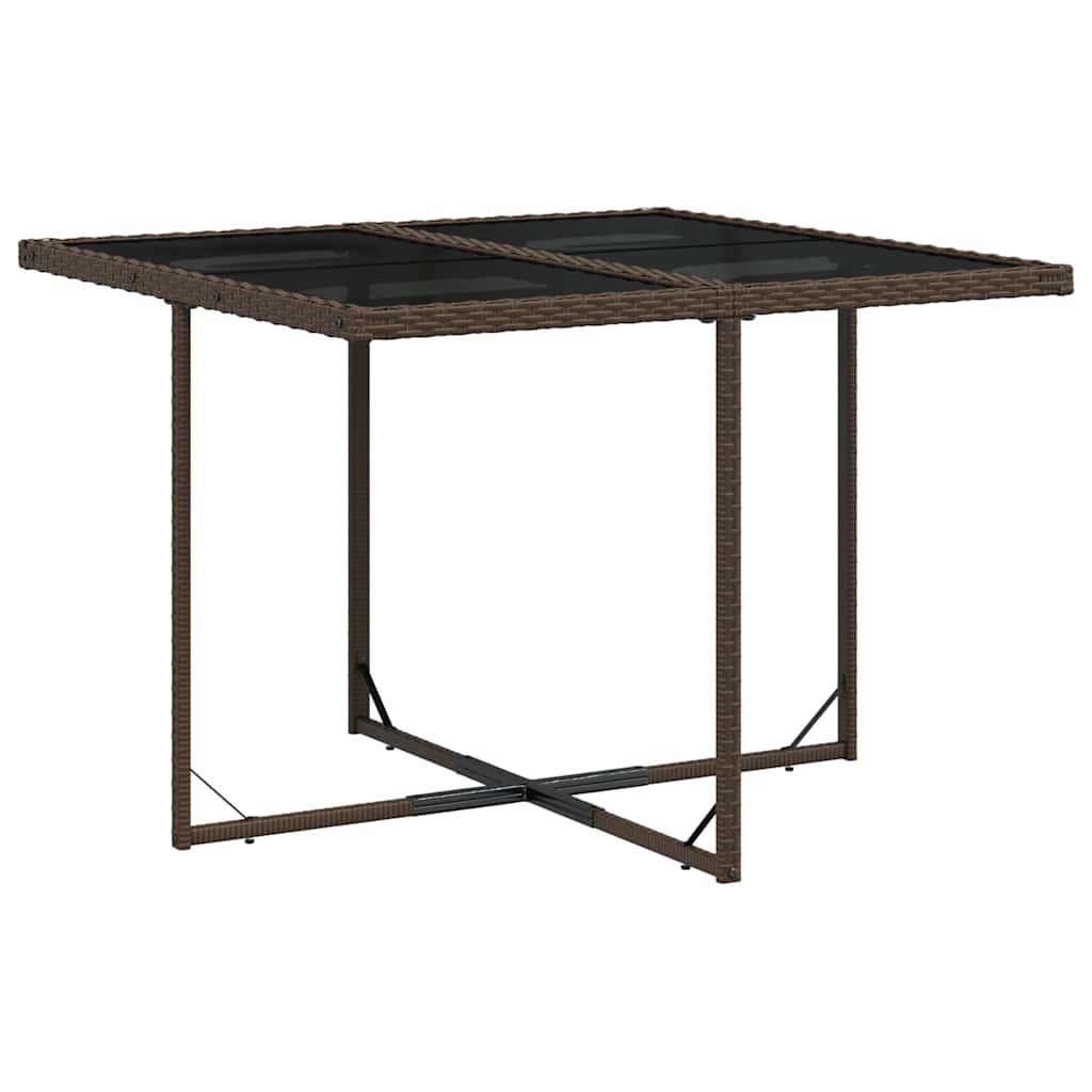 Set da pranzo da giardino 8 sedie in polyrattan marrone con vetro
