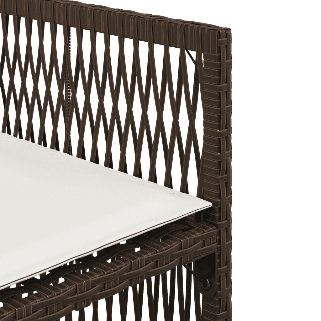 Set da pranzo da giardino 8 sedie in polyrattan marrone con vetro