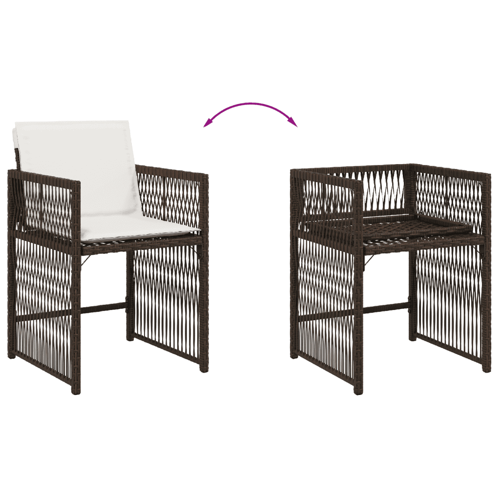 Set da pranzo da giardino 8 sedie in polyrattan marrone con vetro