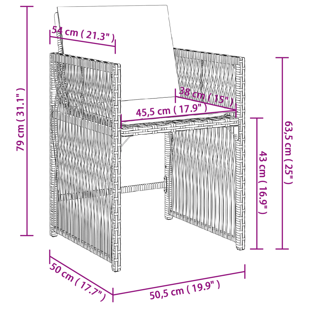 Set Pranzo da Giardino 9 pz con Cuscini Beige Polyrattan