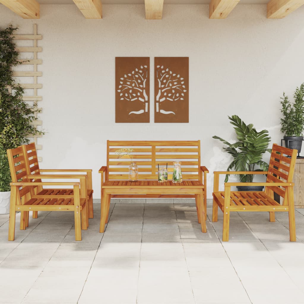 Set giardino 5 pz in acacia massello con tavolo e panche