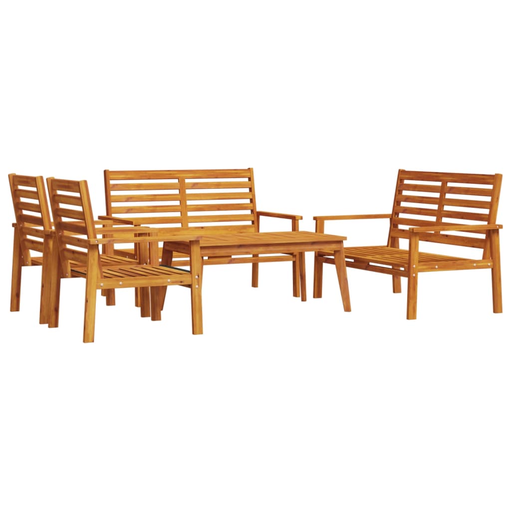 Set giardino 5 pz in acacia massello con tavolo e panche