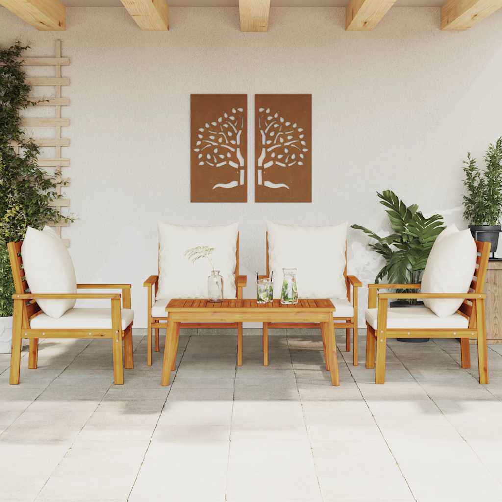 Set Salotto da Giardino 5 pz Legno Acacia con Cuscini