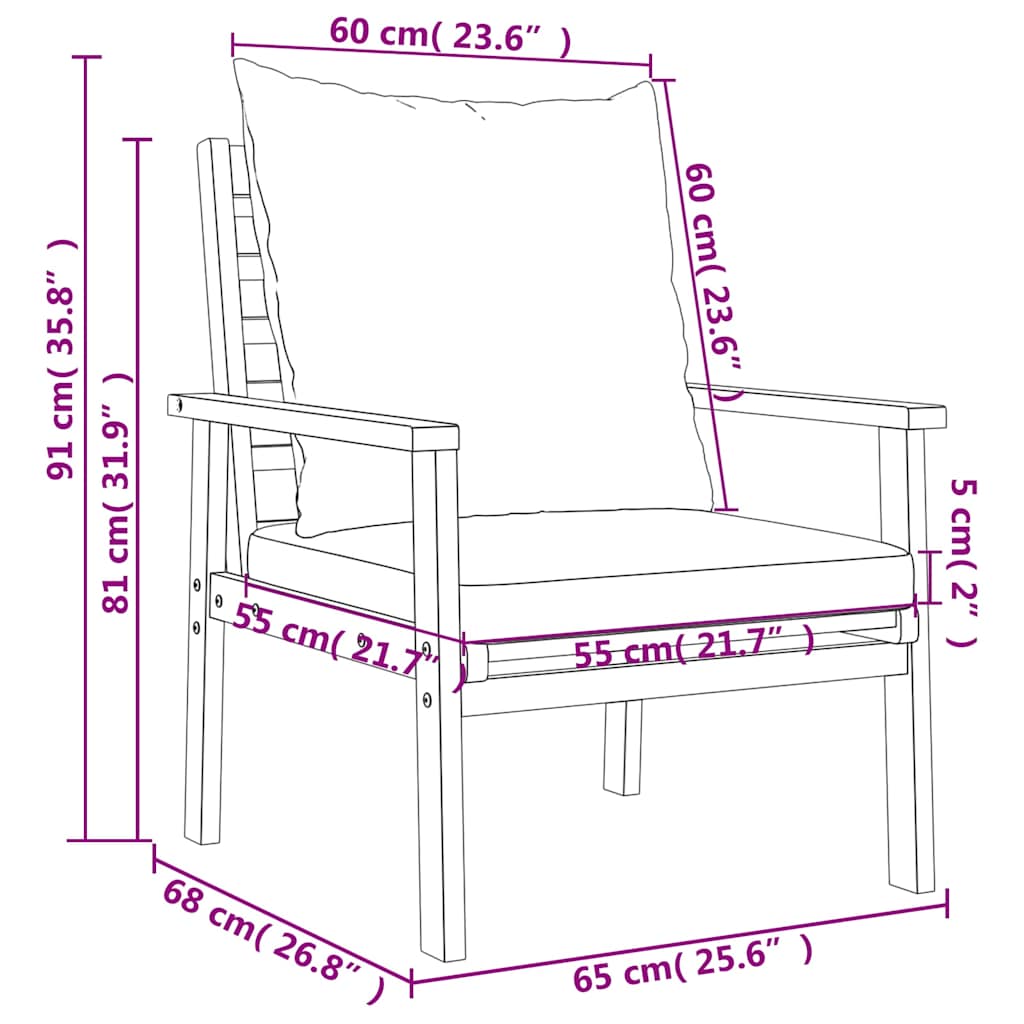 Set Salotto da Giardino 5 pz Legno Acacia con Cuscini