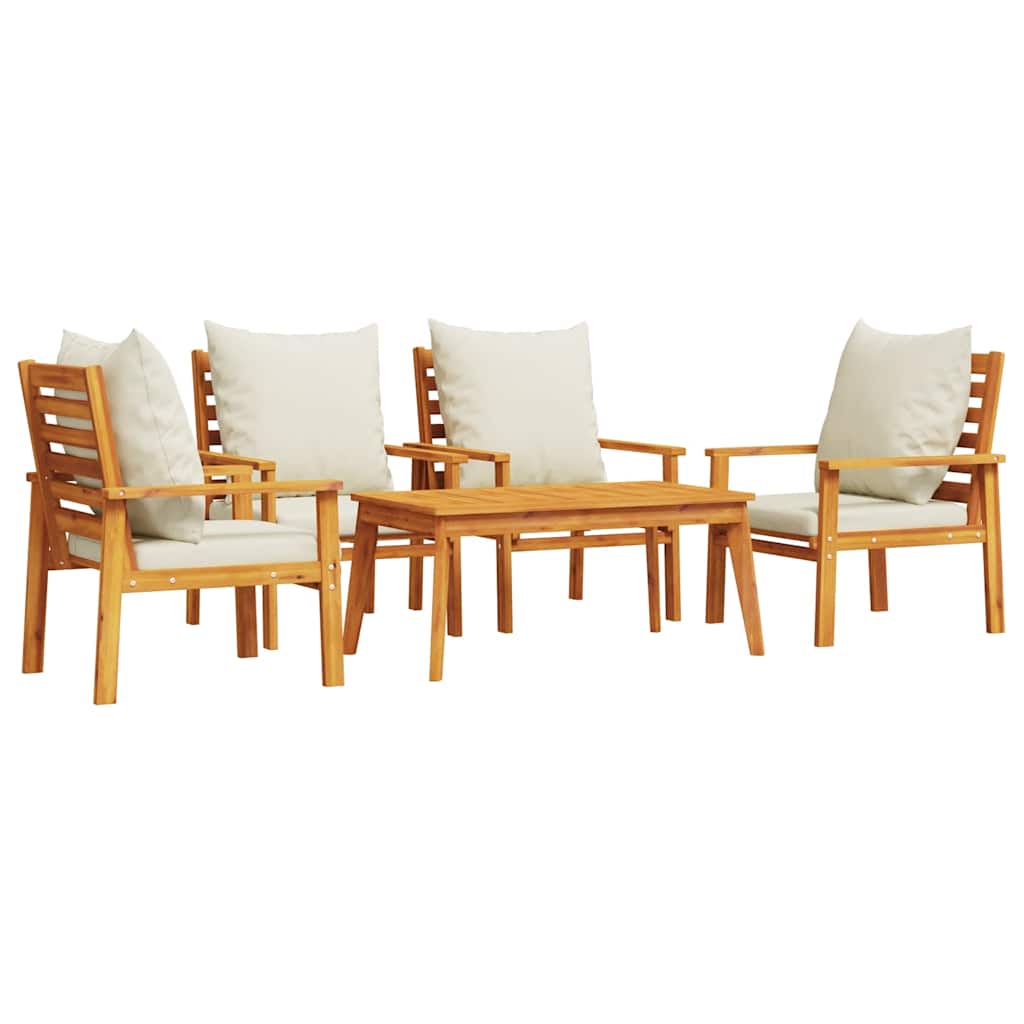 Set Salotto da Giardino 5 pz Legno Acacia con Cuscini