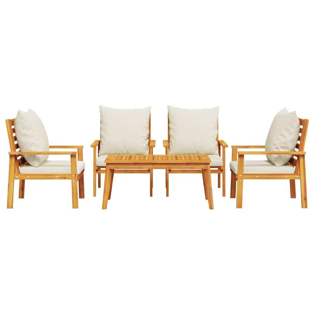 Set Salotto da Giardino 5 pz Legno Acacia con Cuscini