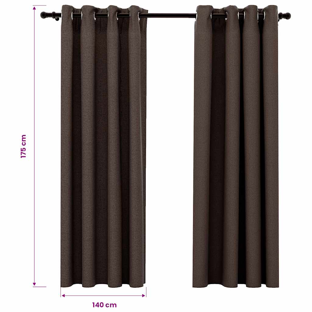Tende Oscuranti Effetto Lino con Occhielli 2 pz Talpa 140x175cm