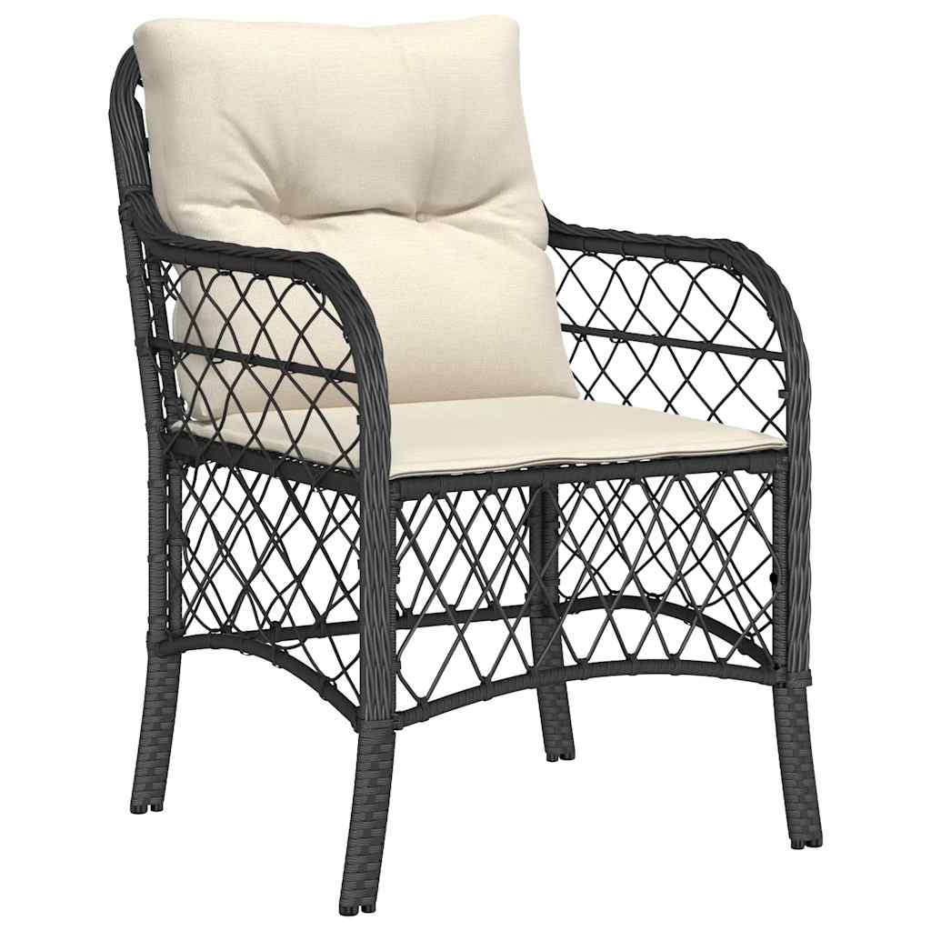 Set pranzo da esterno nero 5 pezzi, tavolo 90x90 e 4 sedie