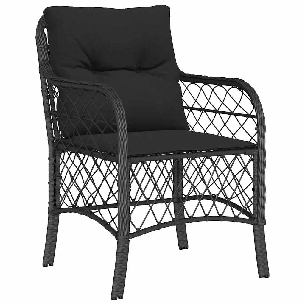 Set da Pranzo da Giardino Nero 4 Sedie Rattan PE 90x90 cm