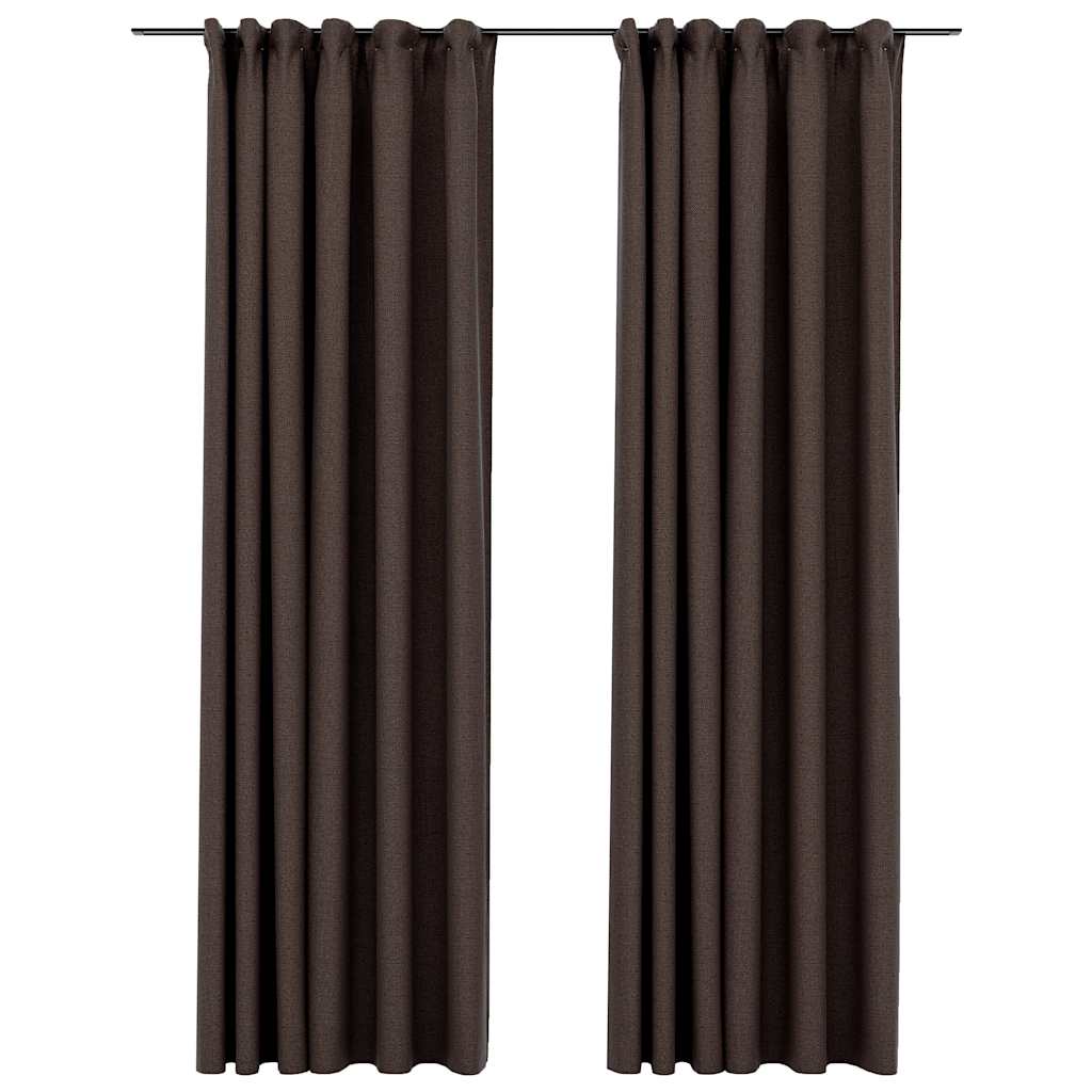 Tende Oscuranti con Ganci Effetto Lino 2 pz Talpa 140x225 cm