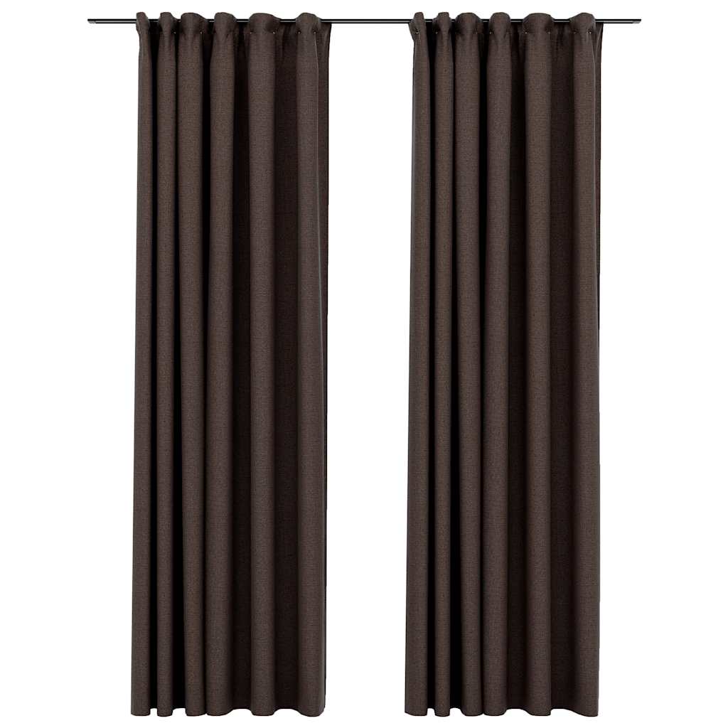 Tende Oscuranti con Ganci Effetto Lino 2 pz Talpa 140x245 cm