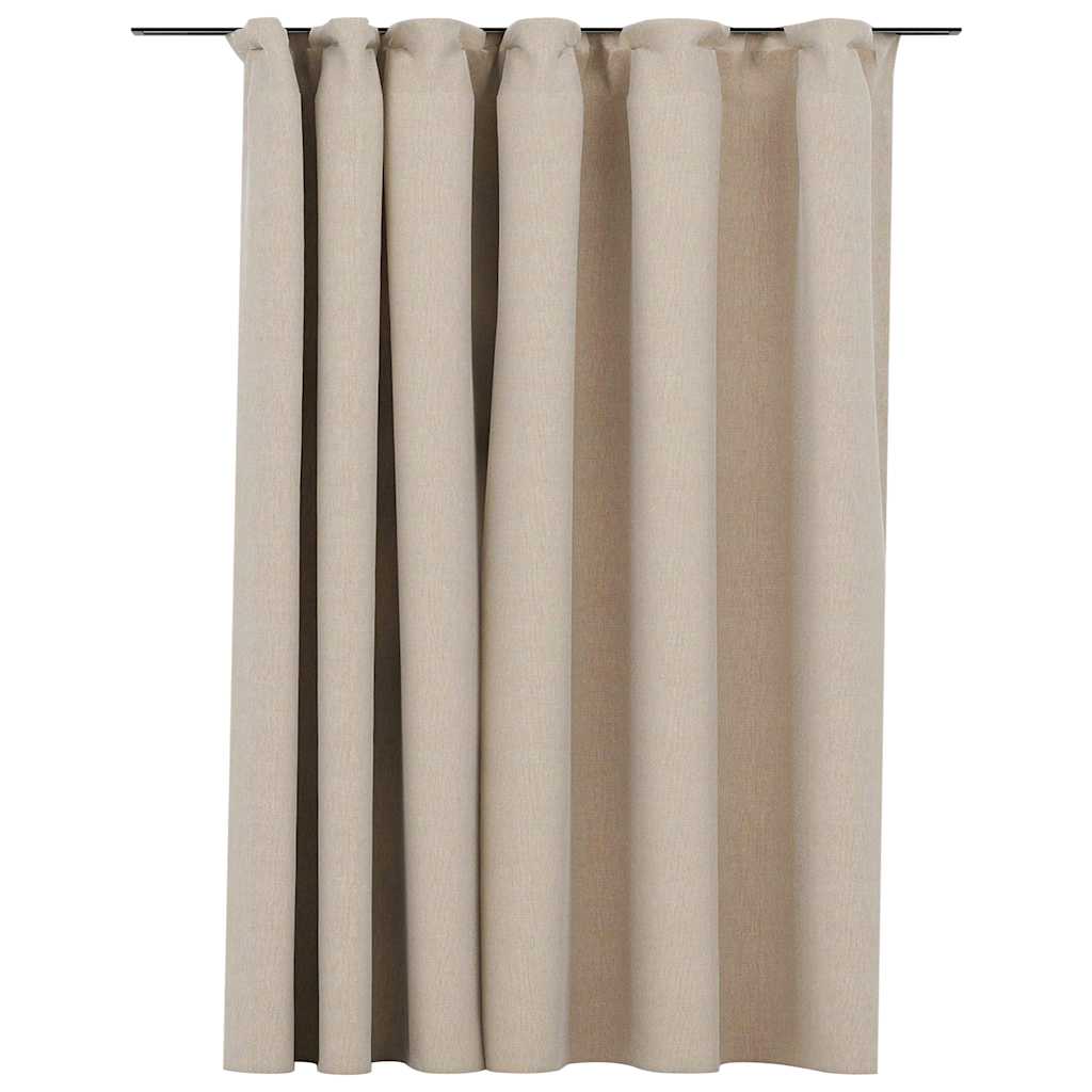 Tenda Oscurante Effetto Lino con Ganci Beige 290x245 cm