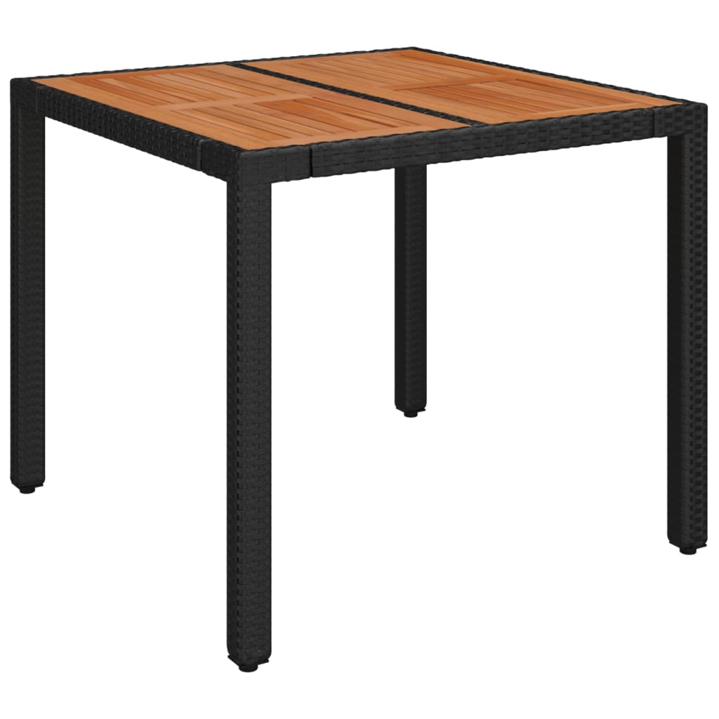 Set da Pranzo da Giardino 3 pz in Polyrattan Nero 90 x 90 cm