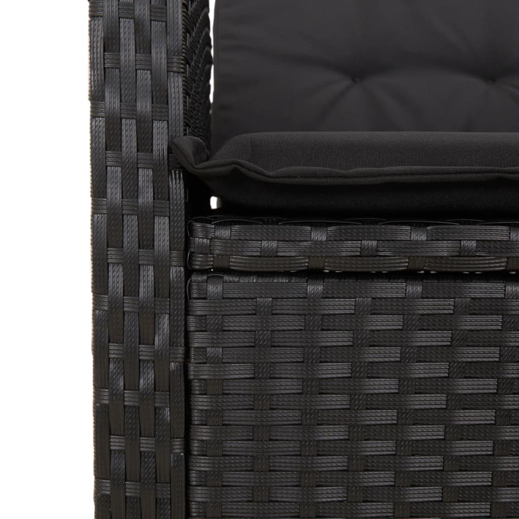 Set da Pranzo da Giardino 3 pz in Polyrattan Nero 90 x 90 cm