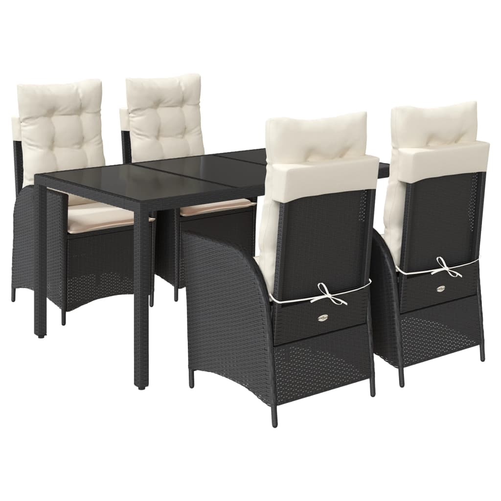 Set Pranzo da Giardino 5 pz Nero in Polyrattan