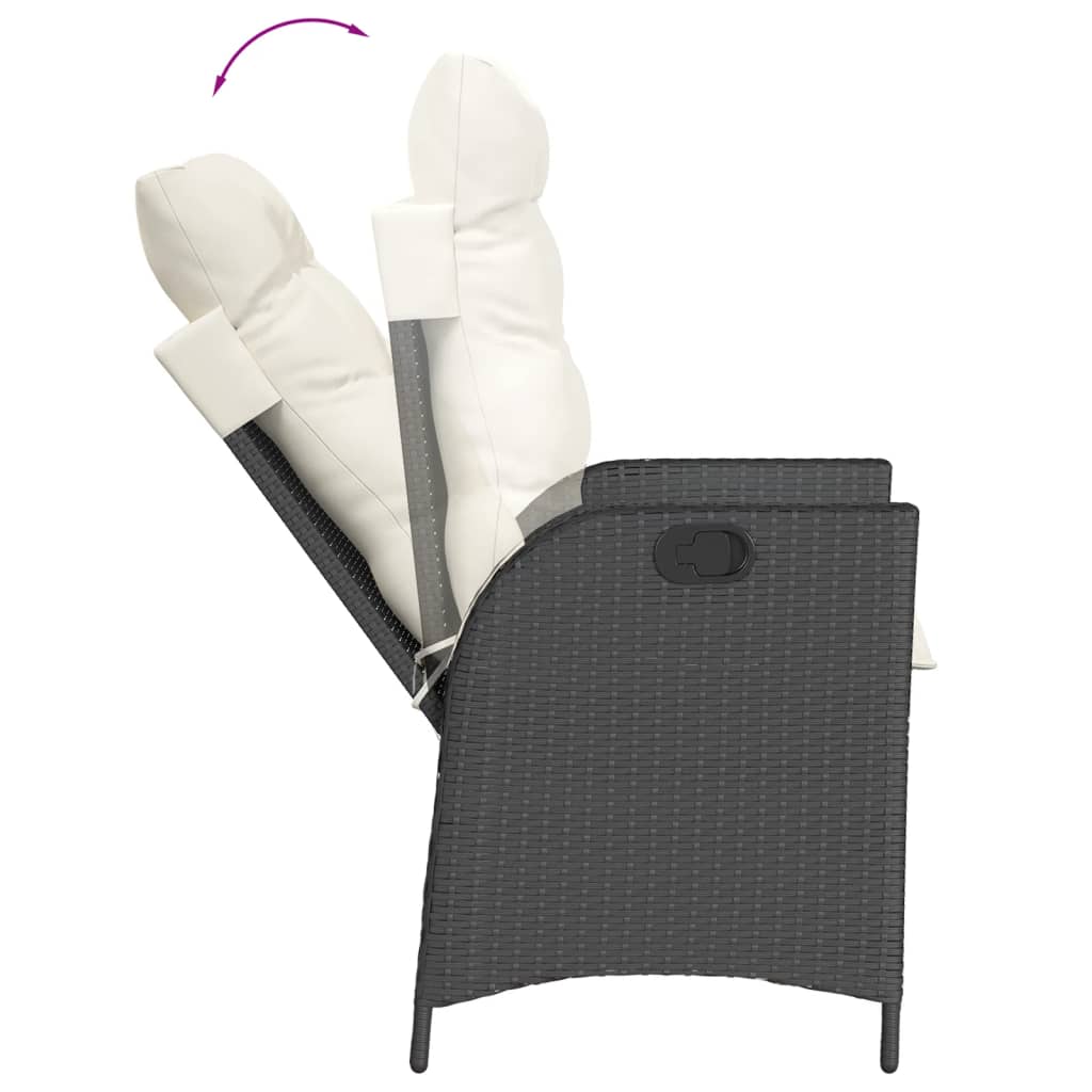 Set Pranzo da Giardino 5 pz Nero in Polyrattan