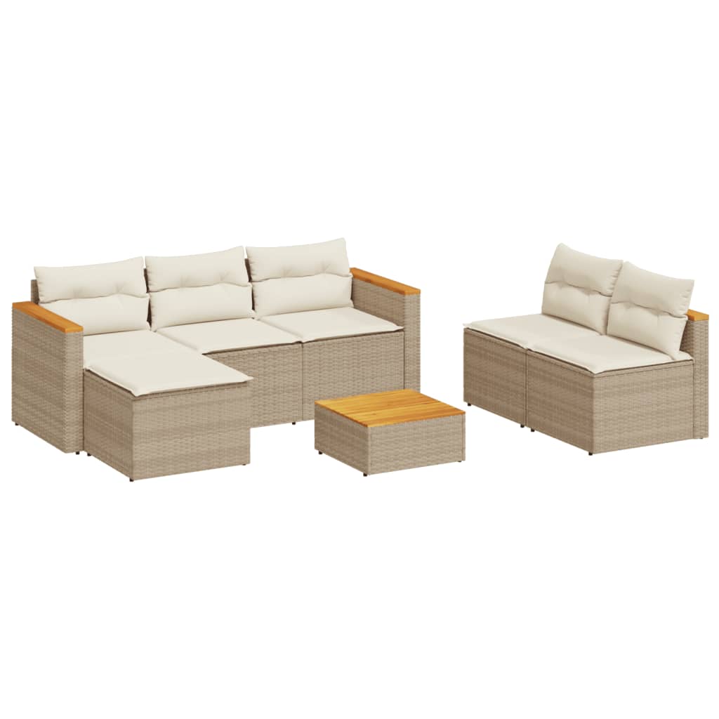 Salotto da Giardino 5 pz Beige in Polyrattan e Acacia