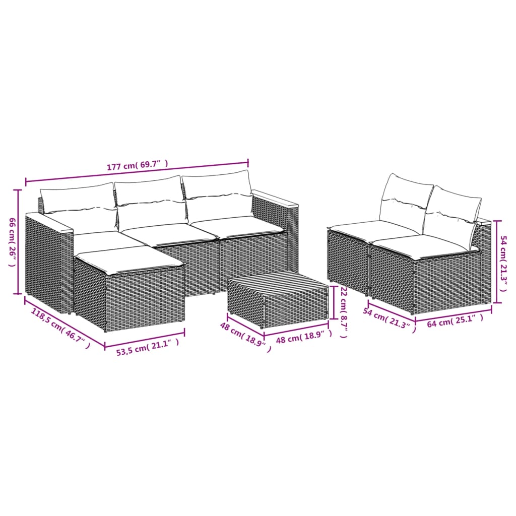 Salotto da Giardino 5 pz Beige in Polyrattan e Acacia