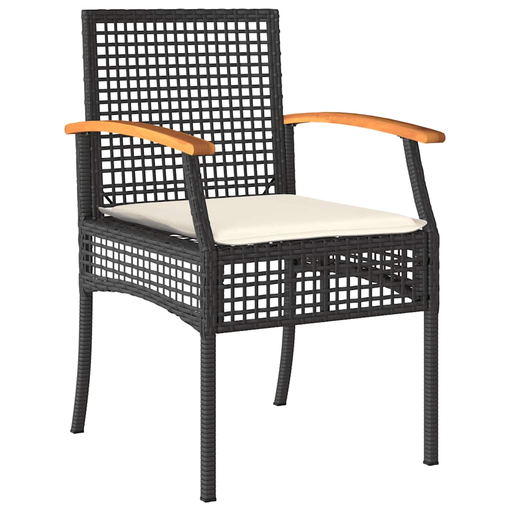 Set pranzo da giardino 7 pz nero con cuscini sfoderabili