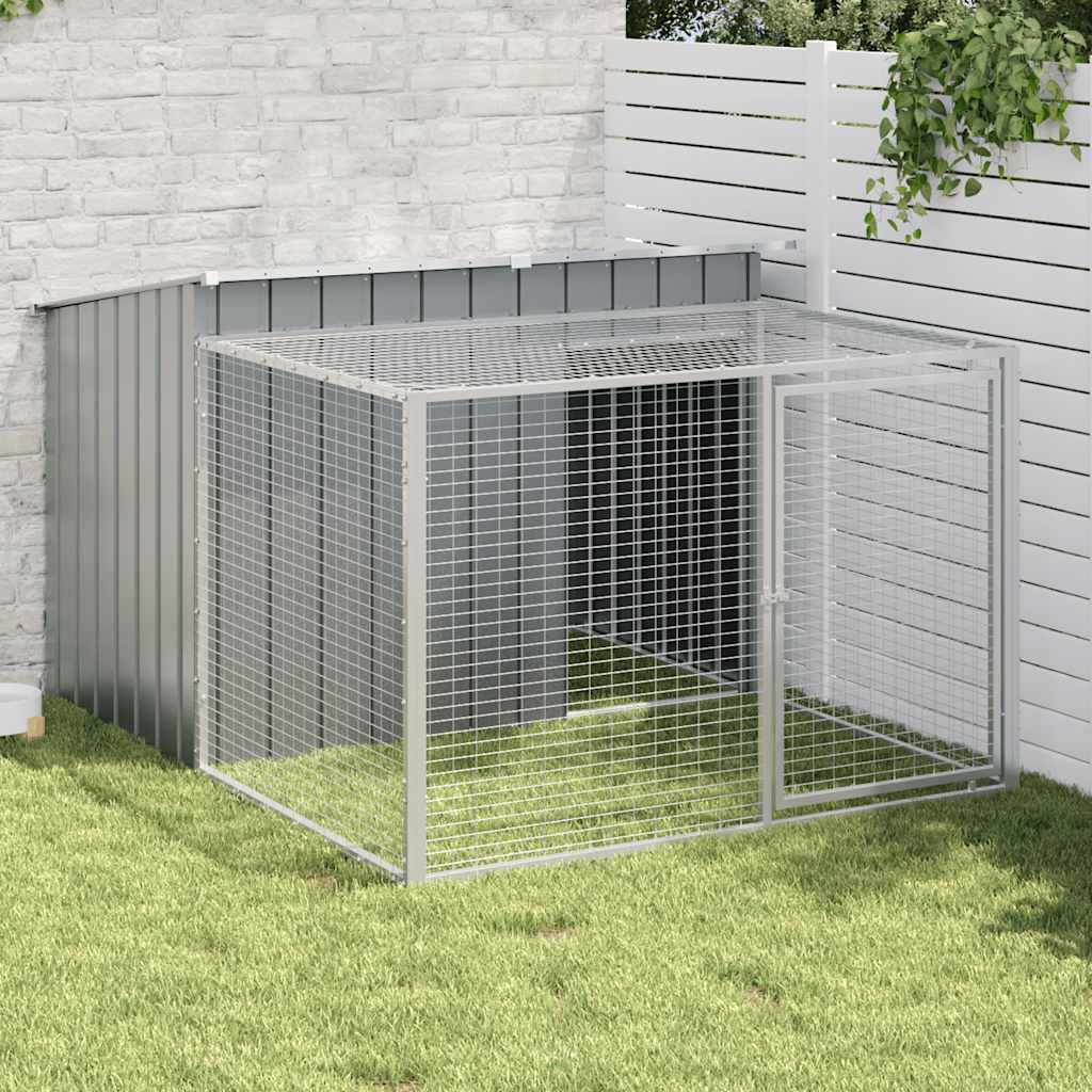 Cuccia per cani con recinto antracite 153x194x110 cm in acciaio zincato