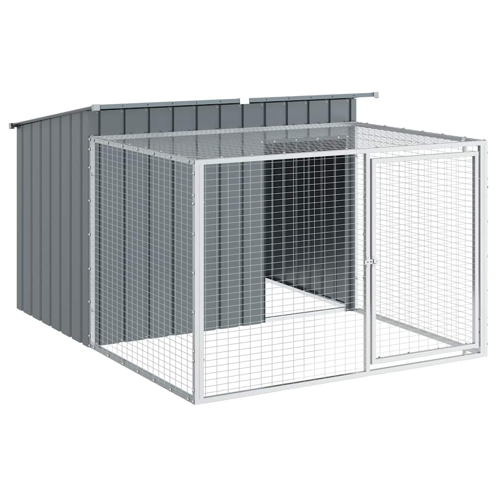 Cuccia per cani con recinto antracite 153x194x110 cm in acciaio zincato