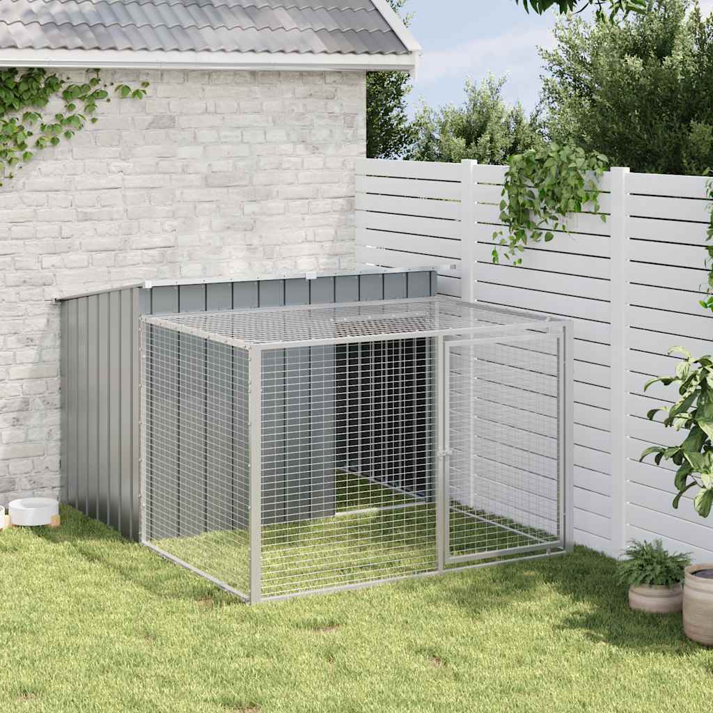 Cuccia per cani con recinto antracite 153x194x110 cm in acciaio zincato
