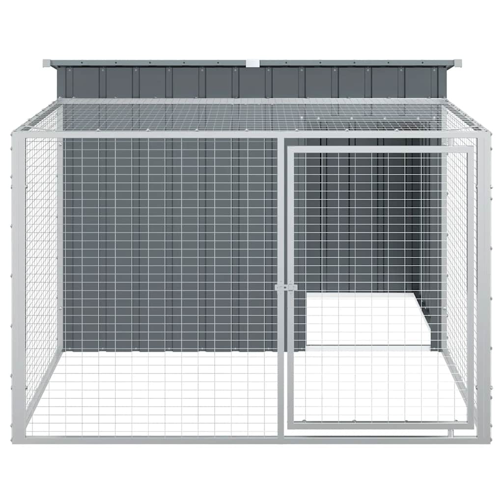 Cuccia per cani con recinto antracite 153x194x110 cm in acciaio zincato