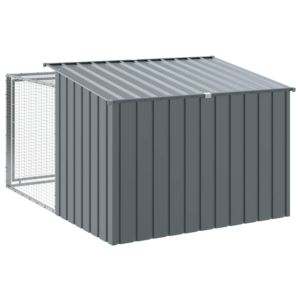 Cuccia per cani con recinto antracite 153x194x110 cm in acciaio zincato