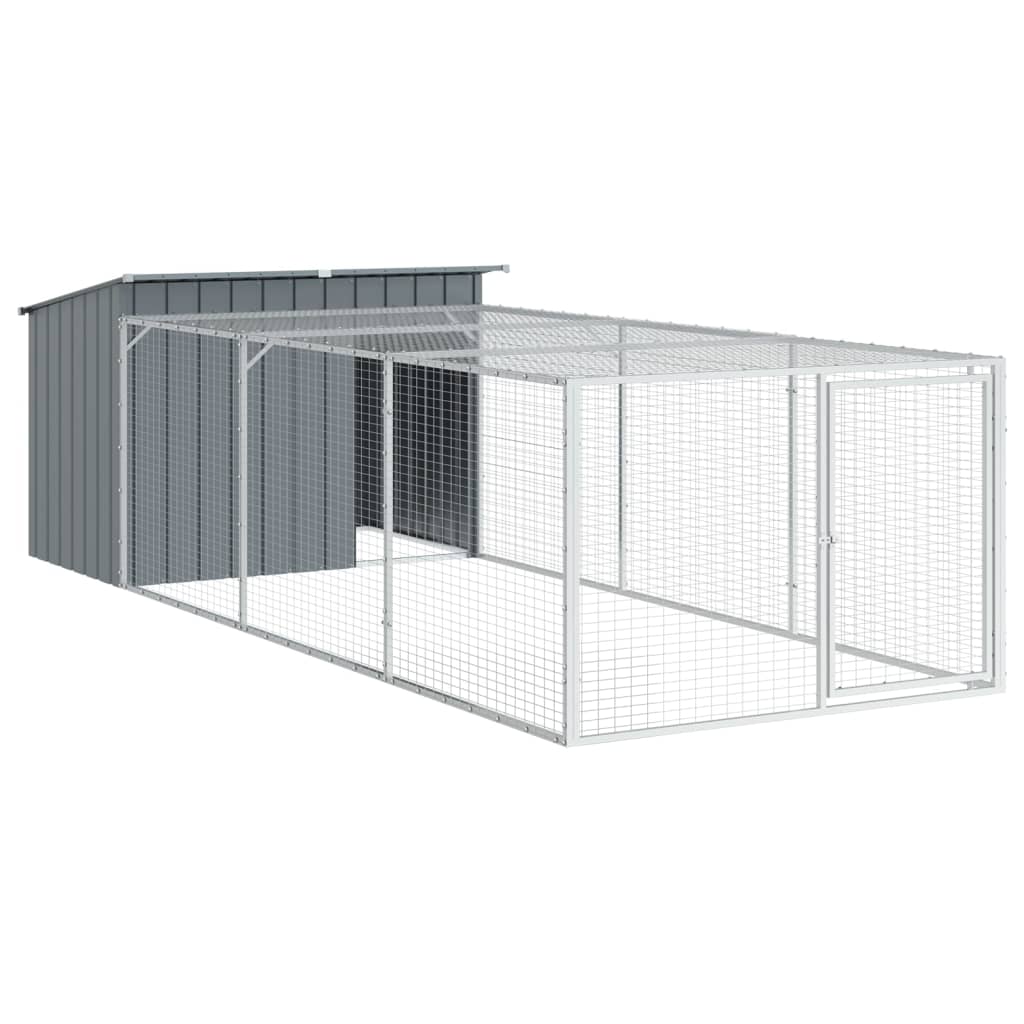 Cuccia per cani con recinto antracite 153x396x110 cm in acciaio zincato