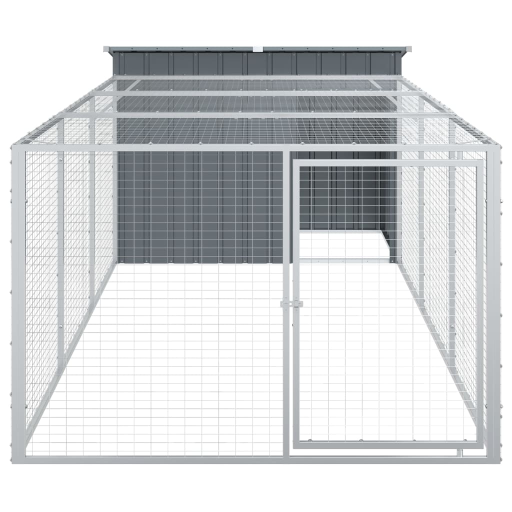 Cuccia per cani con recinto antracite 153x396x110 cm in acciaio zincato