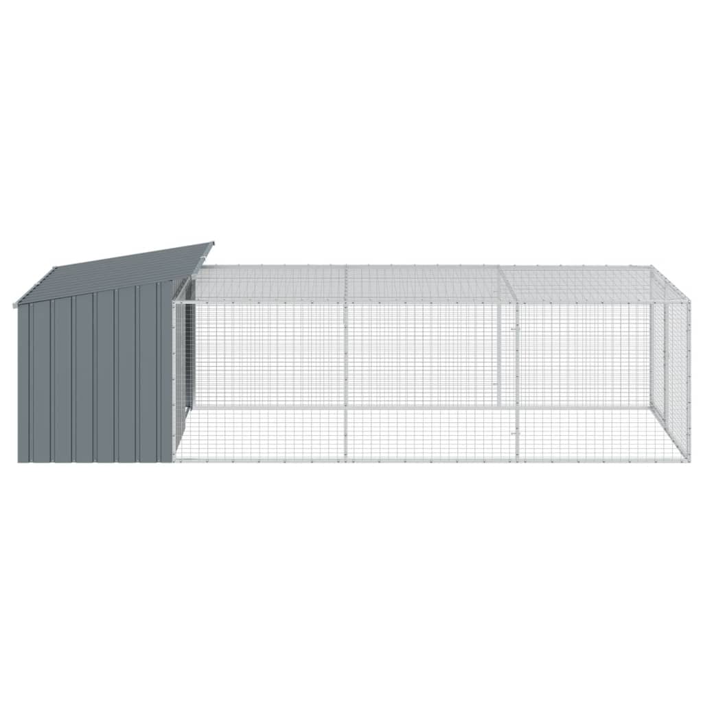 Cuccia per cani con recinto antracite 153x396x110 cm in acciaio zincato
