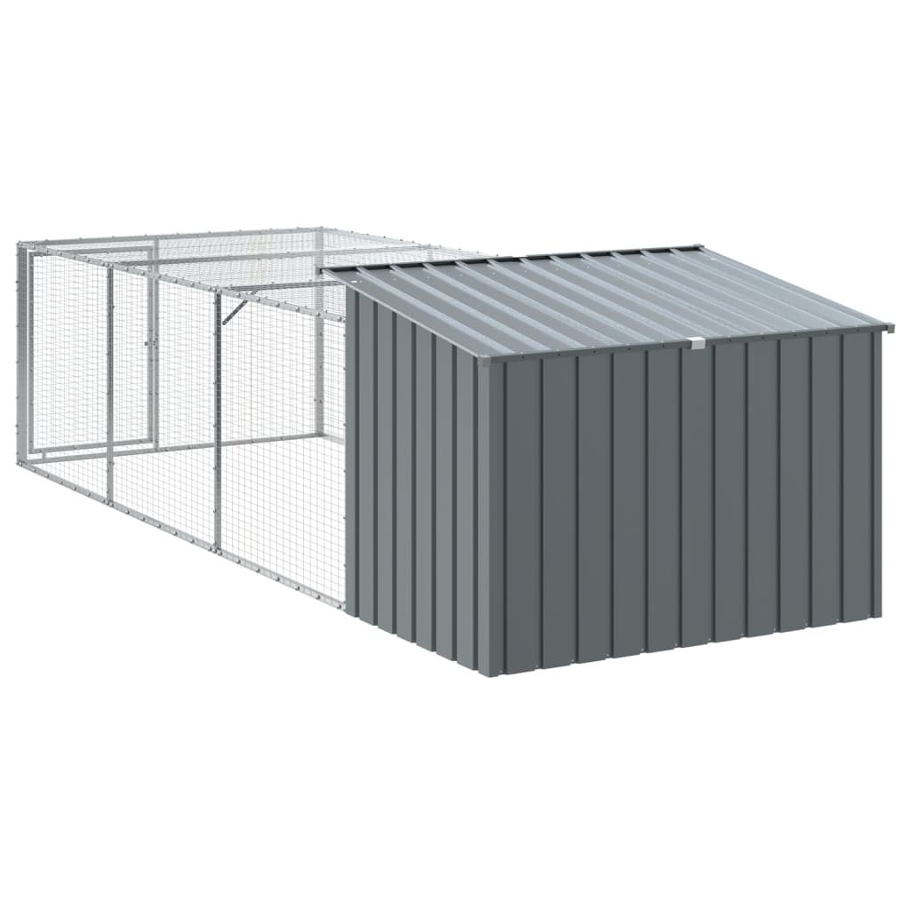 Cuccia per cani con recinto antracite 153x396x110 cm in acciaio zincato
