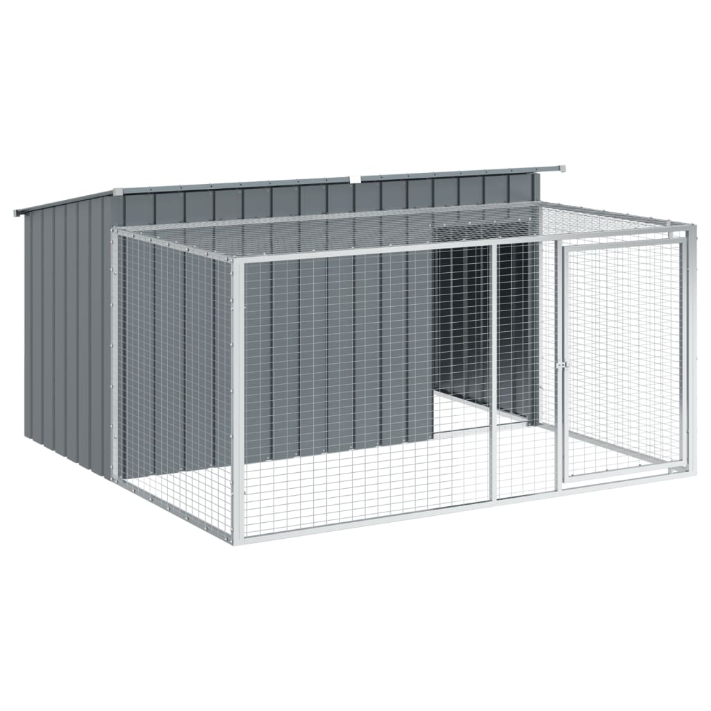 Cuccia per cani con recinto antracite 197x194x110 cm in acciaio zincato