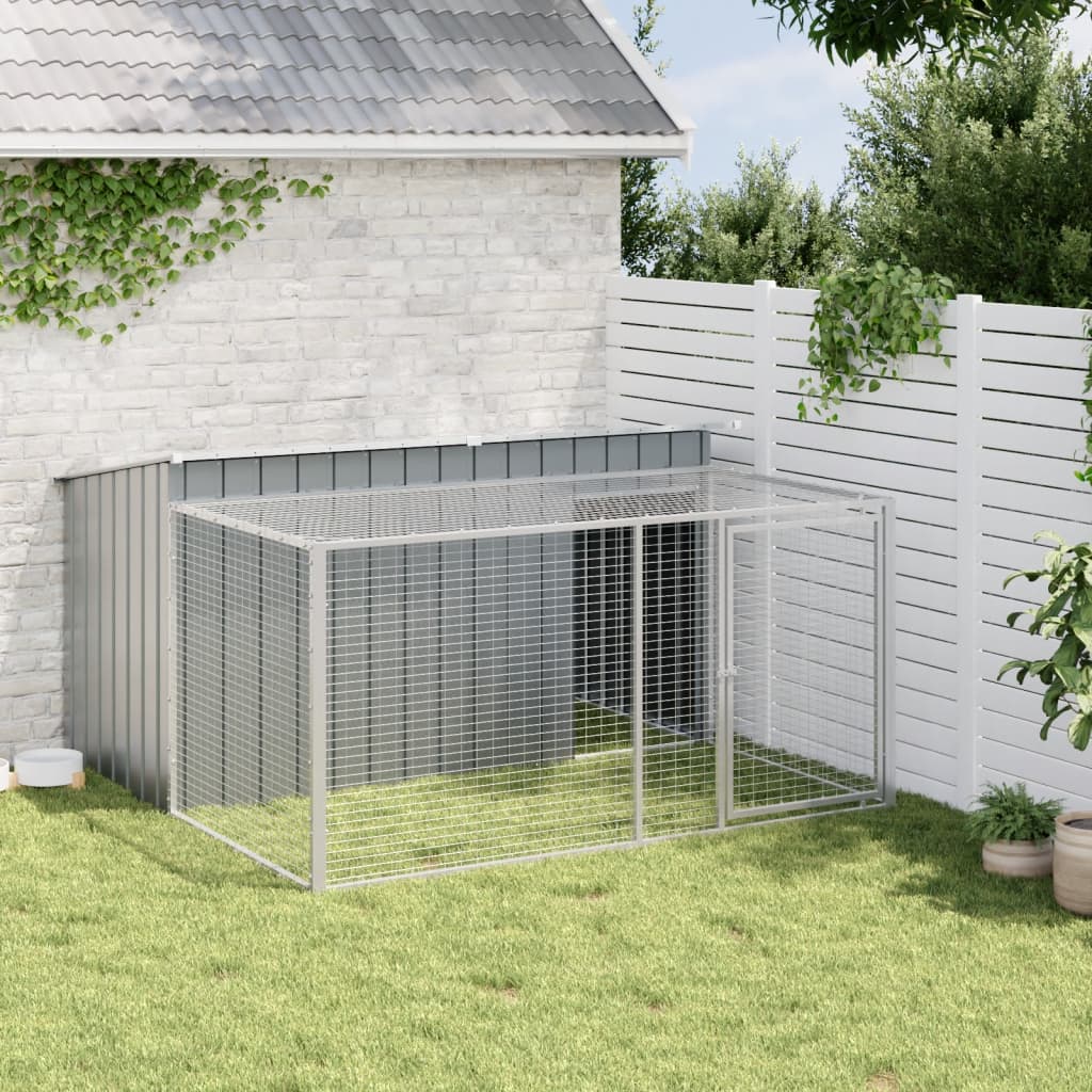 Cuccia per cani con recinto antracite 197x194x110 cm in acciaio zincato
