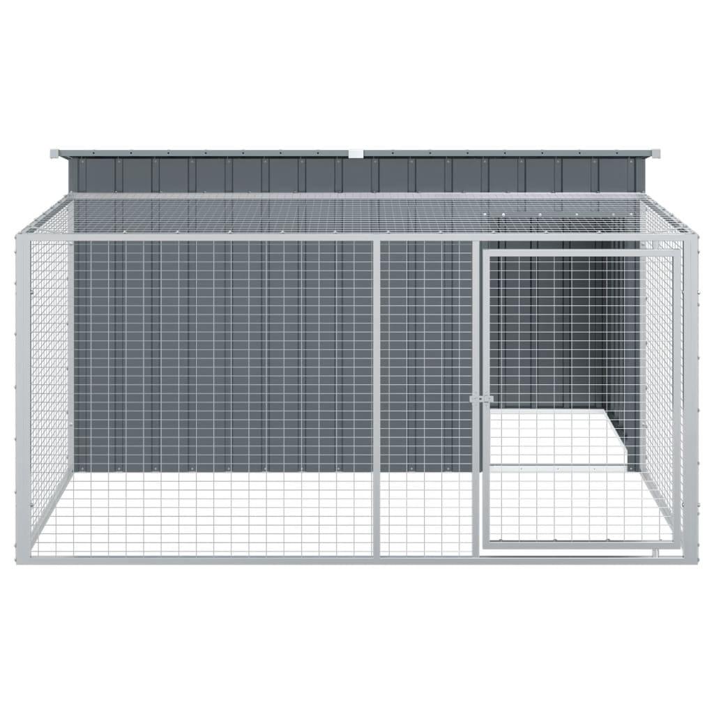 Cuccia per cani con recinto antracite 197x194x110 cm in acciaio zincato