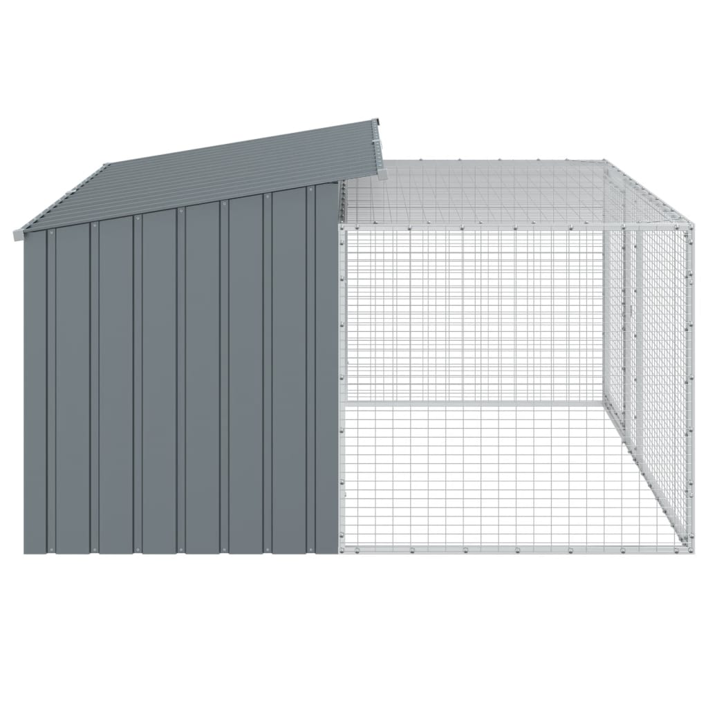 Cuccia per cani con recinto antracite 197x194x110 cm in acciaio zincato