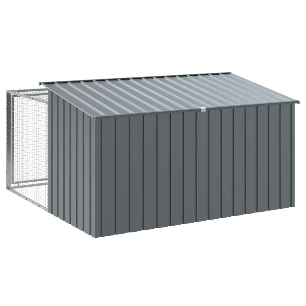 Cuccia per cani con recinto antracite 197x194x110 cm in acciaio zincato