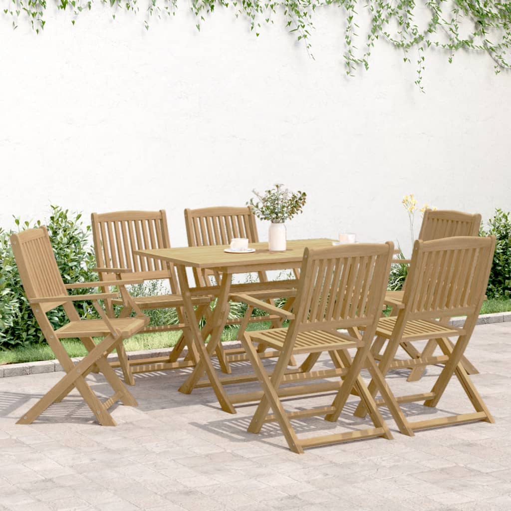 Set da Pranzo da Giardino 7 pz in Legno Massello di Acacia