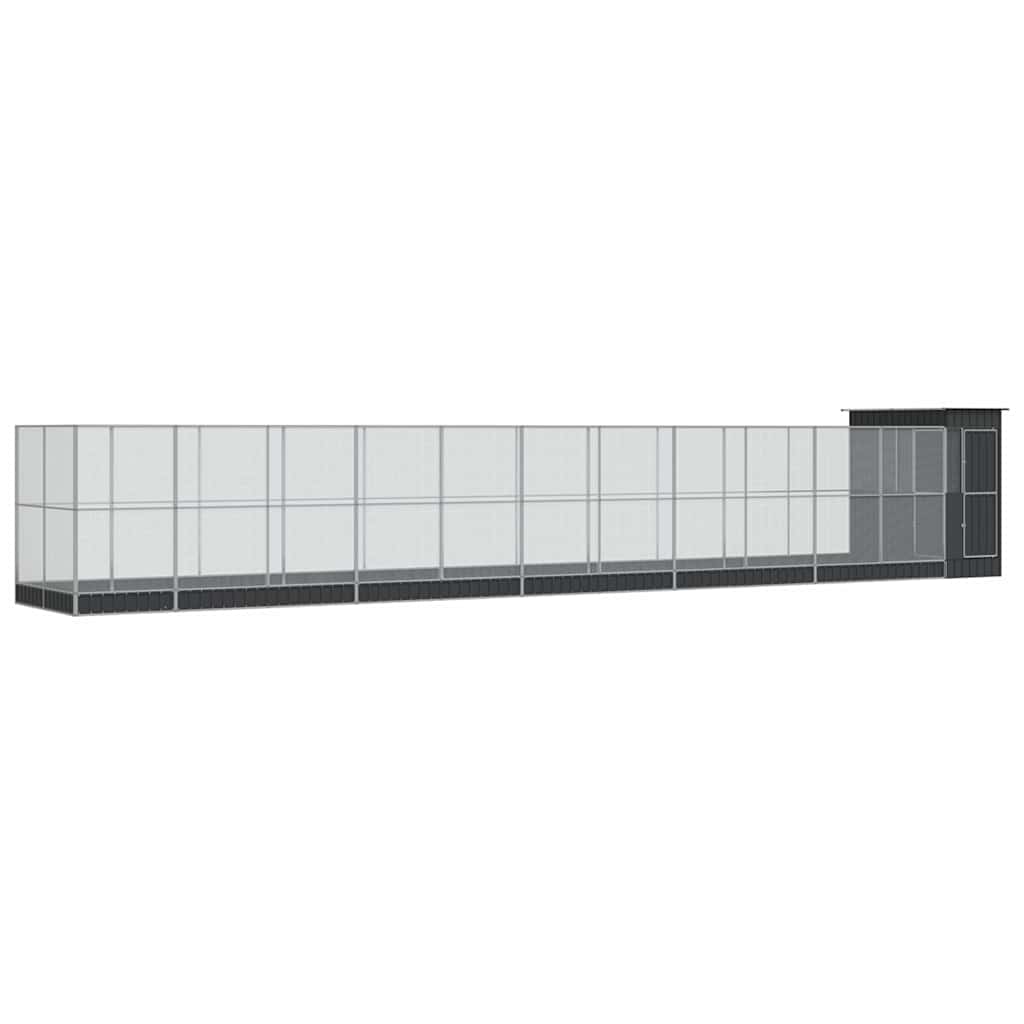 Voliera con Estensione Argento 1244x203x216 cm in Acciaio
